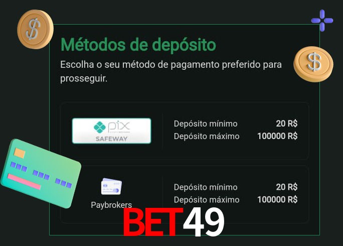 O cassino Bet49 oferece uma grande variedade de métodos de pagamento